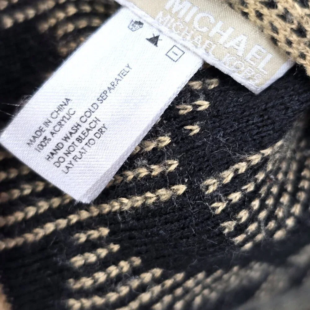 Michael Kors Scarf MK Logo Reversible Black Tan Unisex